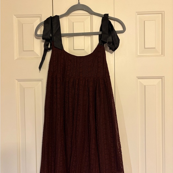 Urban Outfitters Burgundy Baby doll Dress with Black Straps - Picture 1 of 3